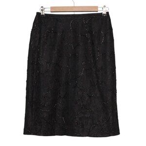 Vintage Y2K Skirt Size 4 Black Lace Beaded Floral Goth Whimsigoth Grunge Party